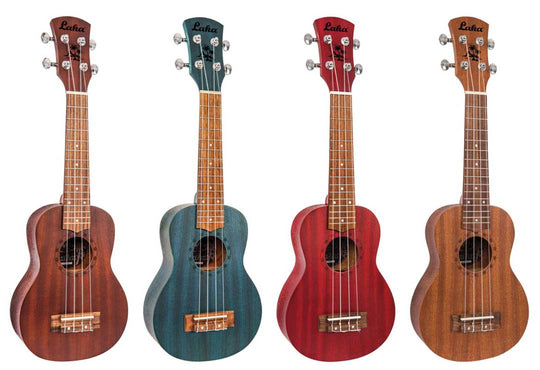 Laka Beginner Mahogany Soprano Ukulele Red Satin Wood Finish
